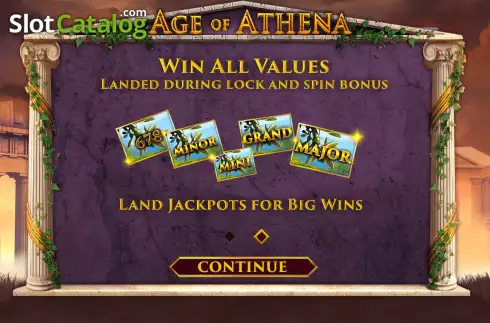 Start Game screen 2. Age of Athena slot