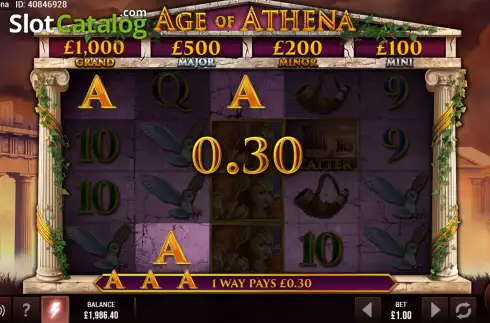 Win screen. Age of Athena slot