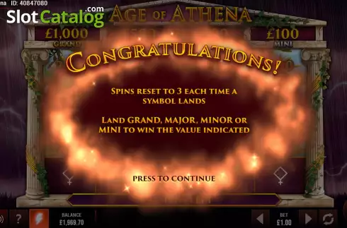Respins screen 2. Age of Athena slot