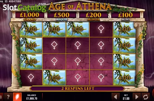 Respins screen 3. Age of Athena slot