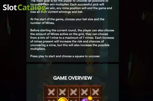 Game Rules screen. Pirate Mine slot