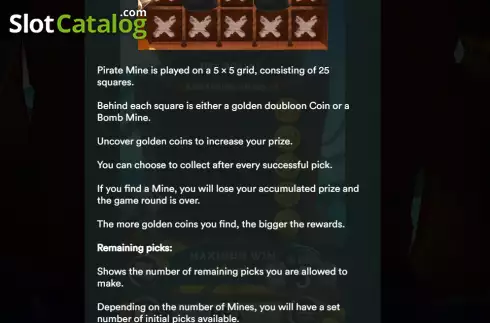 Game Rules screen 2. Pirate Mine slot