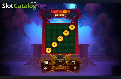 Win screen. Dragon Mine slot