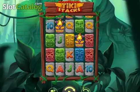 Game screen. Tiki Stacks slot