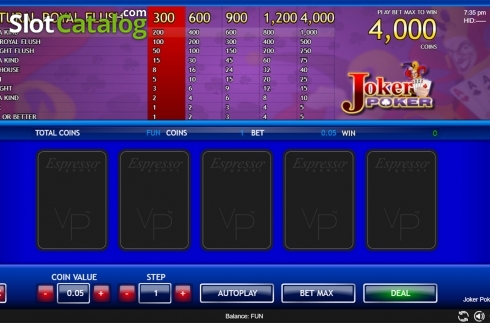 Ecran3. Joker Poker (Espresso Games) slot