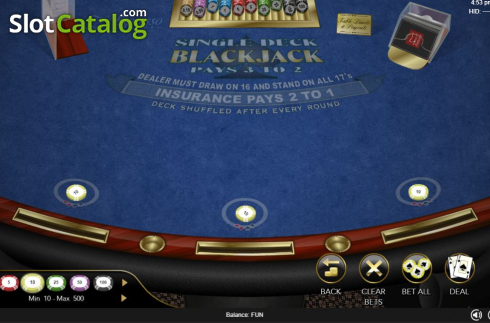 Skärmdump2. Single Deck Blackjack (Espresso Games) slot