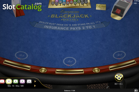 Ecran3. European Blackjack (Espresso Games) slot