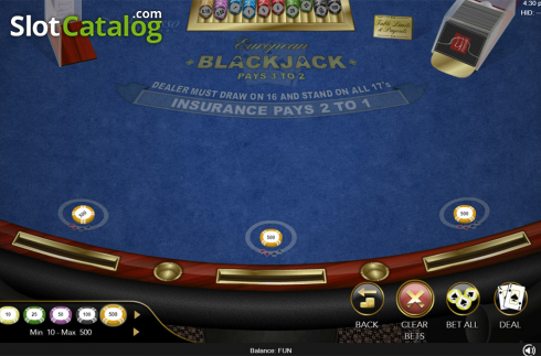 Ecran4. European Blackjack (Espresso Games) slot