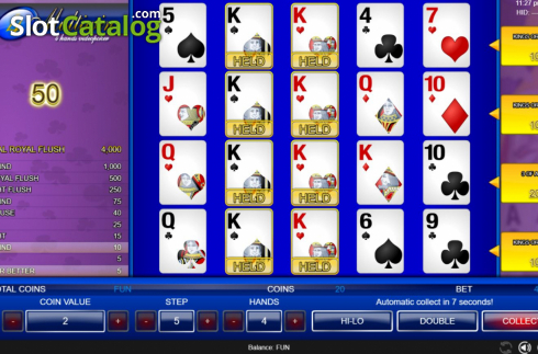 Pantalla4. Joker Poker 4 Hands (Espresso Games) Tragamonedas 