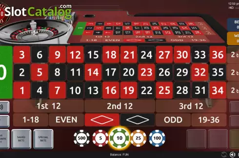 Game screen. Roulette Euro Pro slot