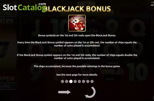 Blackjack Bonus screen. Black and Seven in Vegas slot