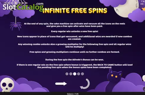 Game Features screen 2. Alfredo's Halloween slot