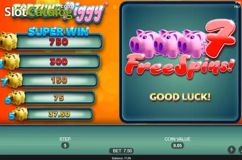 Free Spins screen. Fortune Piggy slot