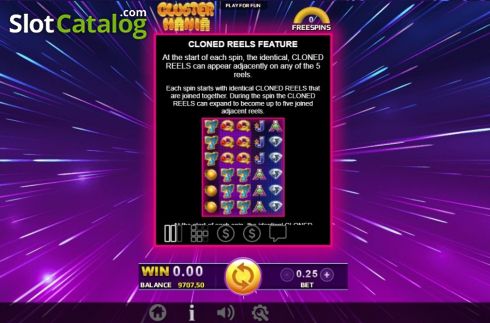 Cloned Reels Feature. Cluster Mania slot