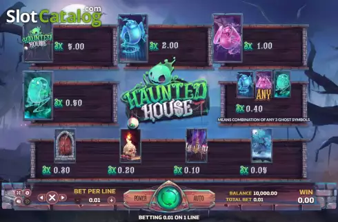 Paytable screen. Haunted House (Eurasian Gaming) slot