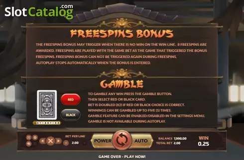 Features screen. Shaolin (Eurasian Gaming) slot