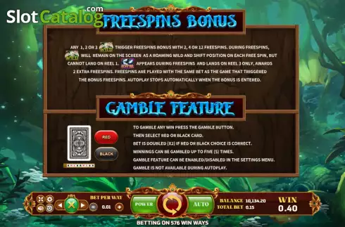 Features screen. Enchanted Forest (Eurasian Gaming) slot
