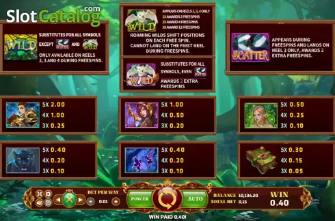 Paytable screen. Enchanted Forest (Eurasian Gaming) slot