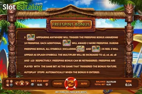 Free Spins screen. Beach Life (Eurasian Games) slot