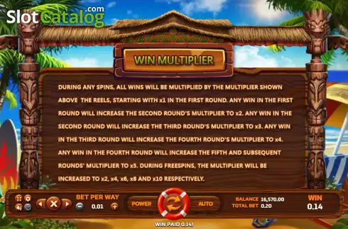 Win multiplier screen. Beach Life (Eurasian Games) slot