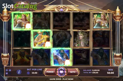 Win screen. Mythological slot