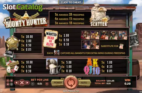 Schermo8. Bounty Hunter (Eurasian Gaming) slot