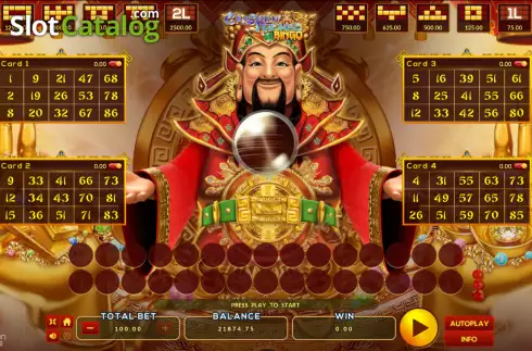 Game screen. Caishen Riches Bingo slot