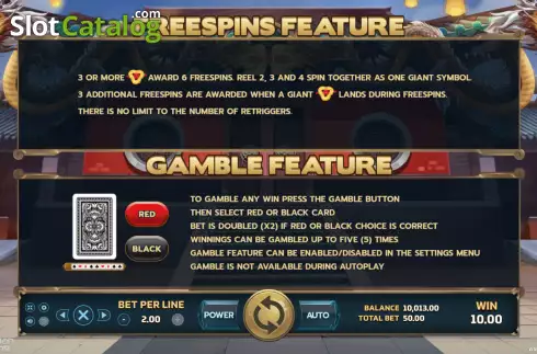Features screen. Lucky Streak (Eurasian Gaming) slot