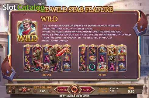 Wild feature screen. Ancient Rome slot