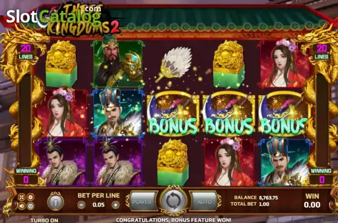 Bonus Game screen. Three Kingdoms 2 slot