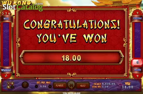 Win Free Spins screen. Wukong (Eurasian Gaming) slot
