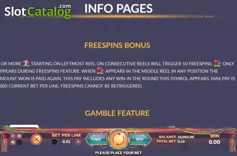 Free Spins feature screen. Critter Mania slot