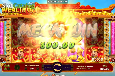 Mega Win screen. Wealth God slot
