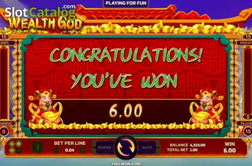 Win Free Spins screen. Wealth God slot
