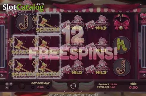 Free Spins screen. Date With Miyo slot