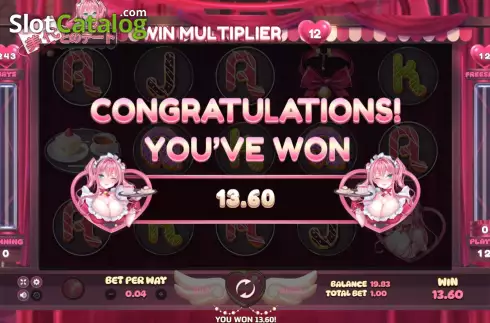 Win Free Spins screen. Date With Miyo slot