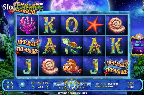 Reels screen. Mermaid Treasure (Eurasian Gaming) slot