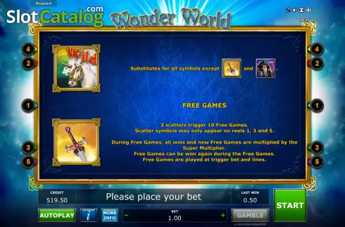 画面9. Wonder World (Eurocoin Interactive) カジノスロット