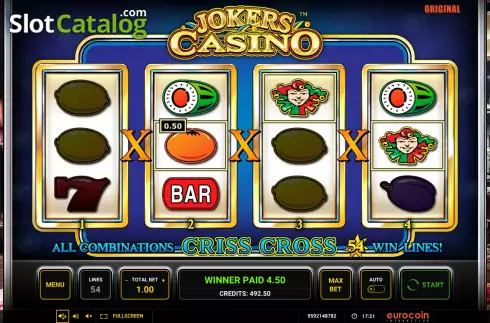 Win Screen. Jokers Casino slot