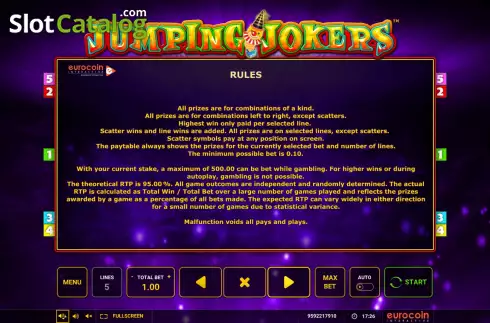 Rules. Jumping Jokers slot