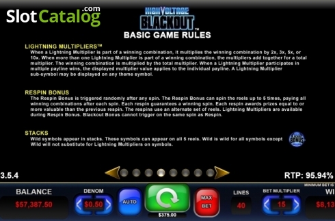 Game Rules. High Voltage Blackout slot