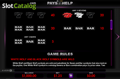 Paytable 2. Double Wolf slot