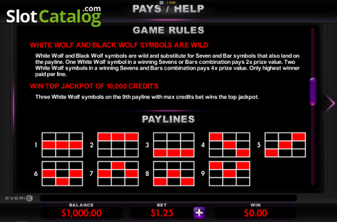 Paytable 3. Double Wolf slot