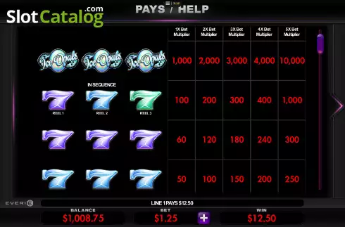 Paytable screen. Ice Opals slot