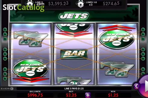 Win screen. New York Jets Deluxe slot