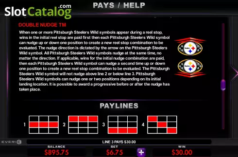 Game Features screen 2. Pittsburgh Steelers Deluxe slot