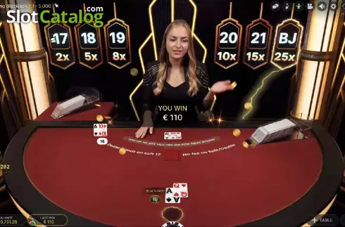 Win screen. Lightning Blackjack slot