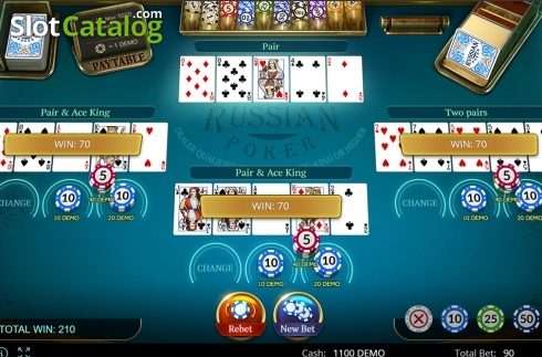 Win screen. Russian Poker	 (Evoplay Entertainment) slot