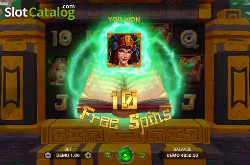 Free Spins Gameplay Screen. Book of the Priestess slot