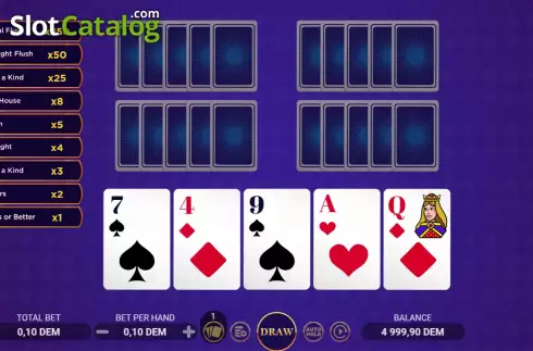 Game screen. Video Poker (Evoplay) slot